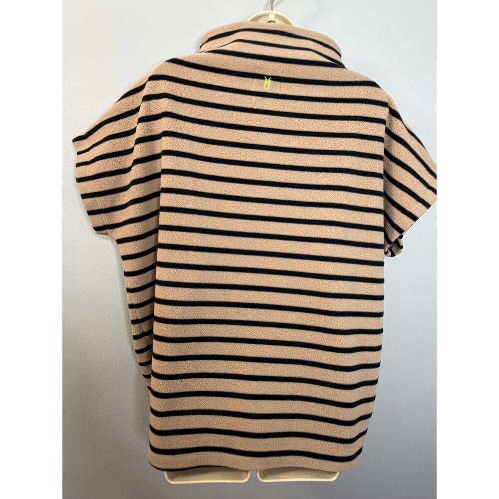 Dudley Stephens Bowery Mock Neck Top Khaki Black Stripe Vello Fleece Sz XL - Picture 6 of 9